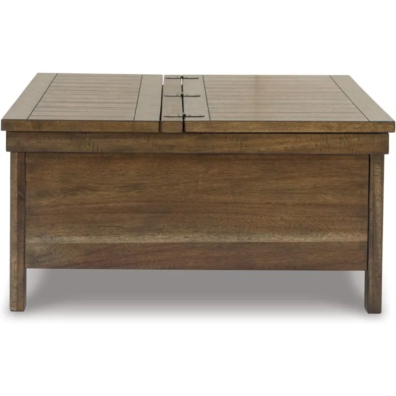 Hot Selling Products Rustic Hinged and Lift Top Cocktail Table with Hidden Storage Light Brown Crafted for Form and Function