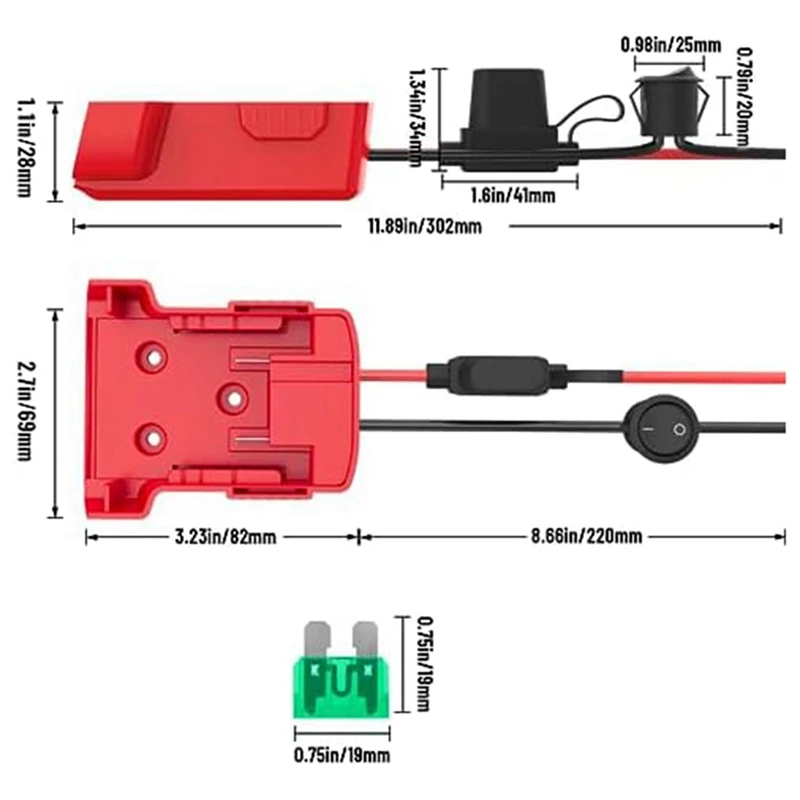 2 Packs Power Wheels Adapter For Milwaukee M18 Battery Adapter Power Wheels Battery Converter Kit With Fuse Durable