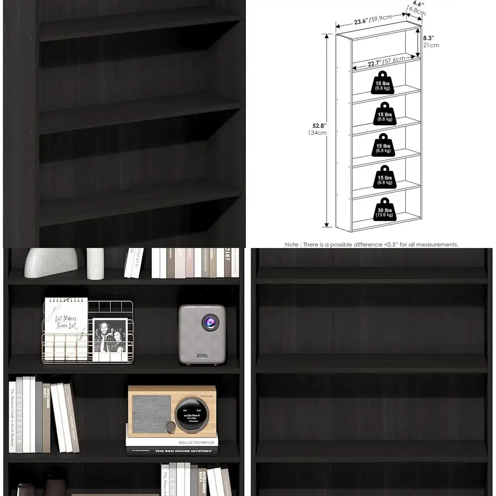 

6-Tier Espresso Bookshelf - Open Cube Storage Organizer for Home Office, Living Room, Bedroom