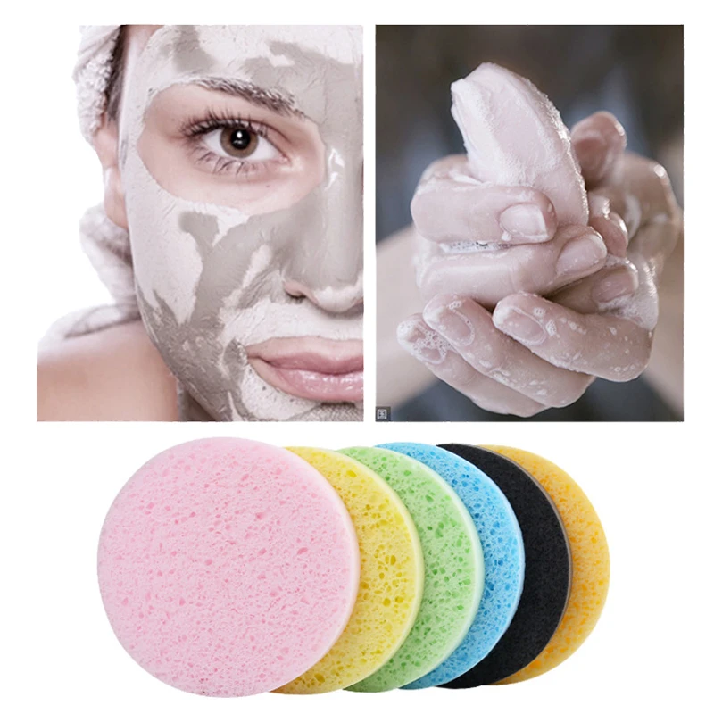 2/4 pièces fibre de bois naturelle bouffée du visage nettoyage du visage éponge de lavage exfoliant éponge de nettoyage bouffée nettoyant pour le visage