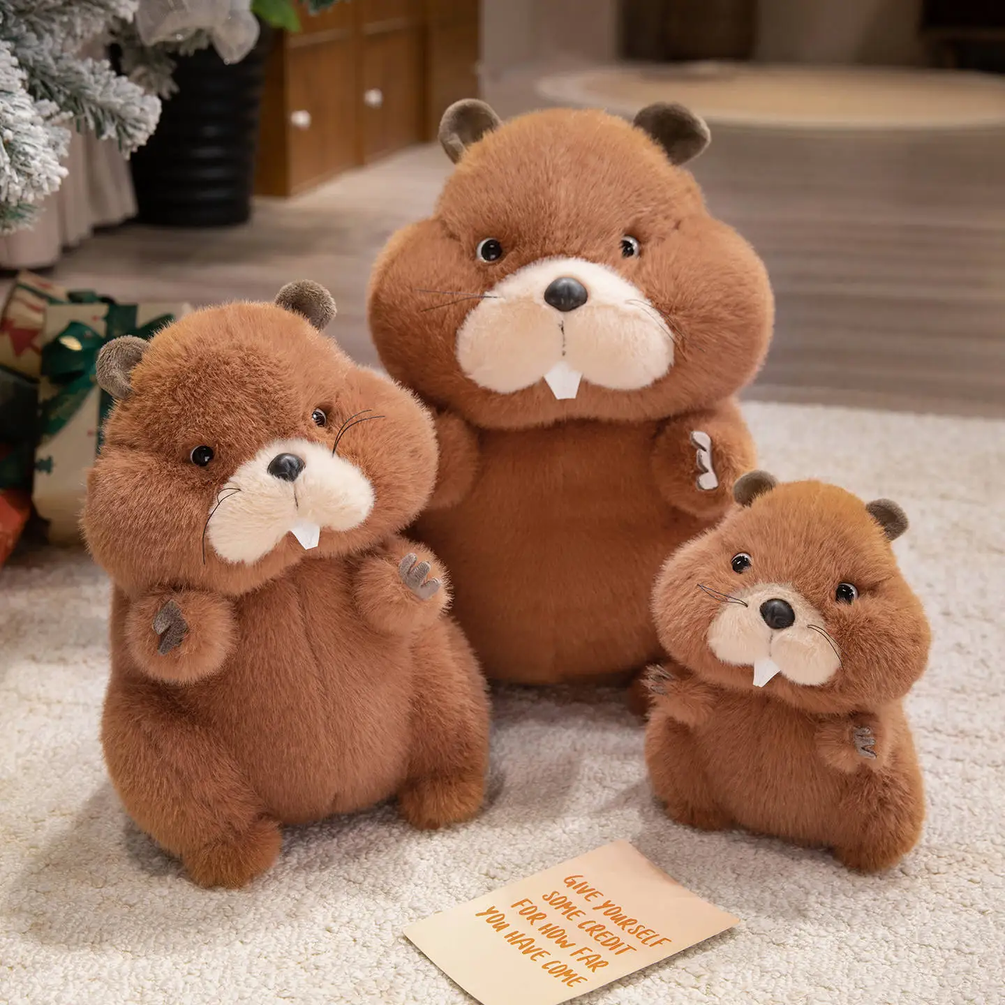 Venta al por mayor de juguetes de peluche de marmota regordeta, muñeco de marmota de dibujos animados esponjoso de 22-45cm, apaciguador cálido para niños, decoración encantadora para el hogar, regalo para niñas