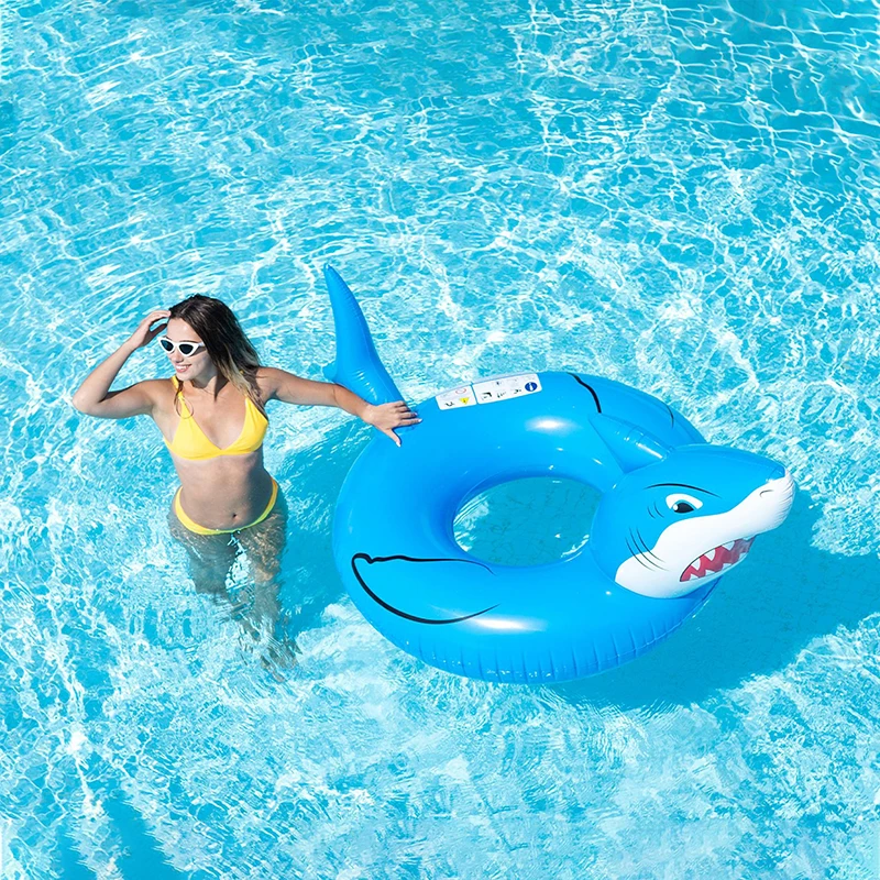 

63 Inch Inflatable Shark Swimming Ring Novelty Fun Water Inflatable Ride-On for Summer Swim Pool Party Decoration Toys