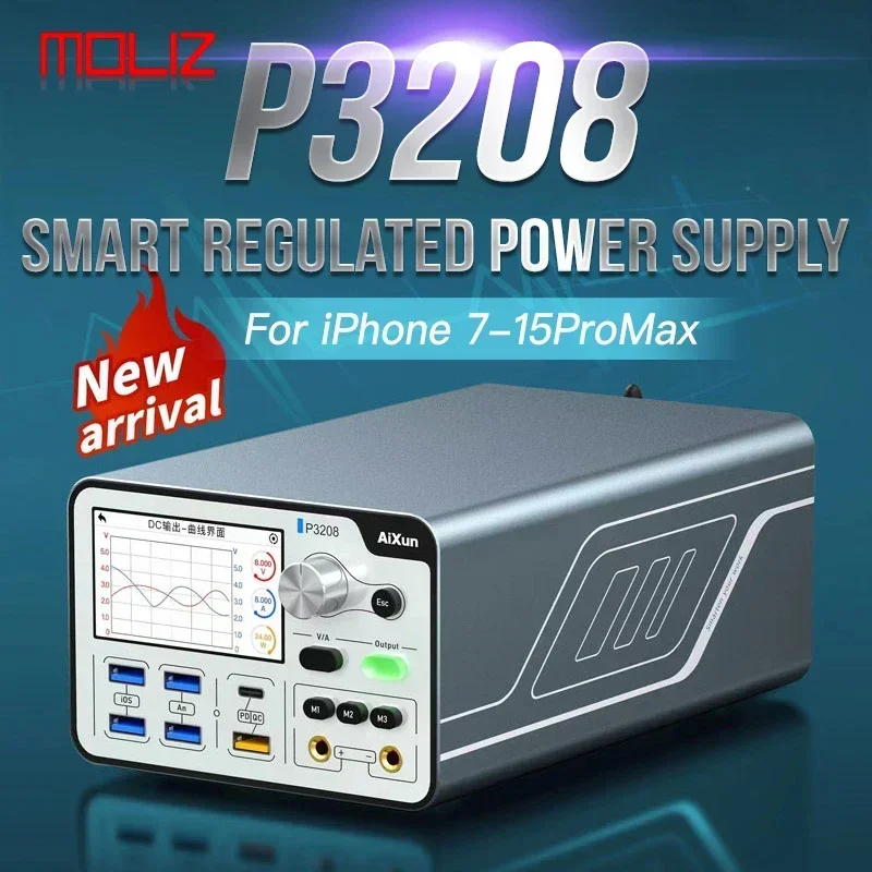 Aixun P3208 320W Regulated Convenient Power Supply One-button Booting Test Phone Motherboard for IPhone 6-14 Pro Max Repair Tool