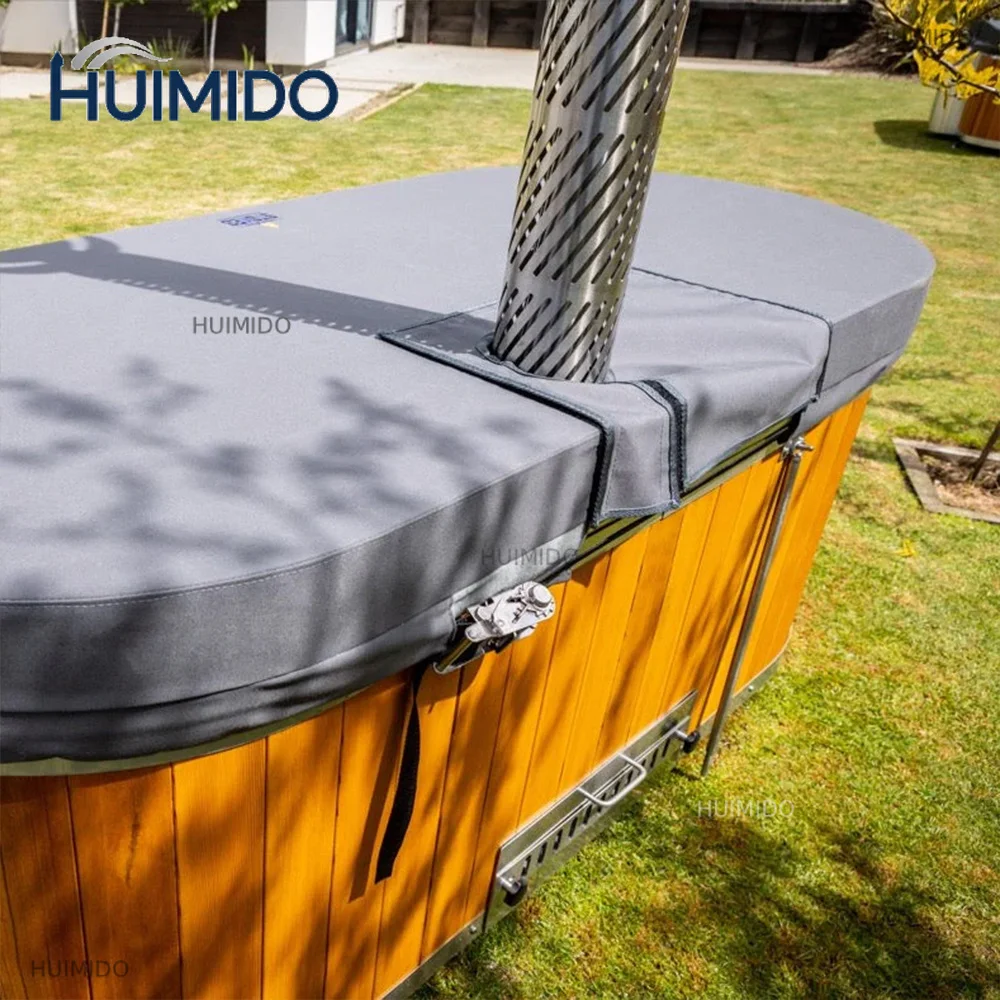 Modern Red Cedar wood combustion outdoor hot tub spa with a capacity of 2-4 people, equipped with a stainless steel inner tank - view 5