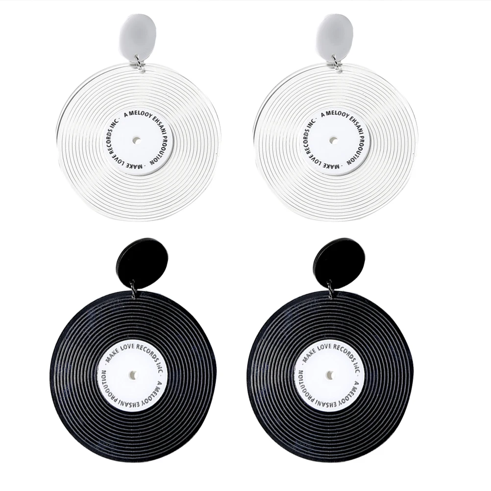 

4 Pcs Trendy Earrings Vinyl Record Round Studs Simple Jewelry Gift Records Miss