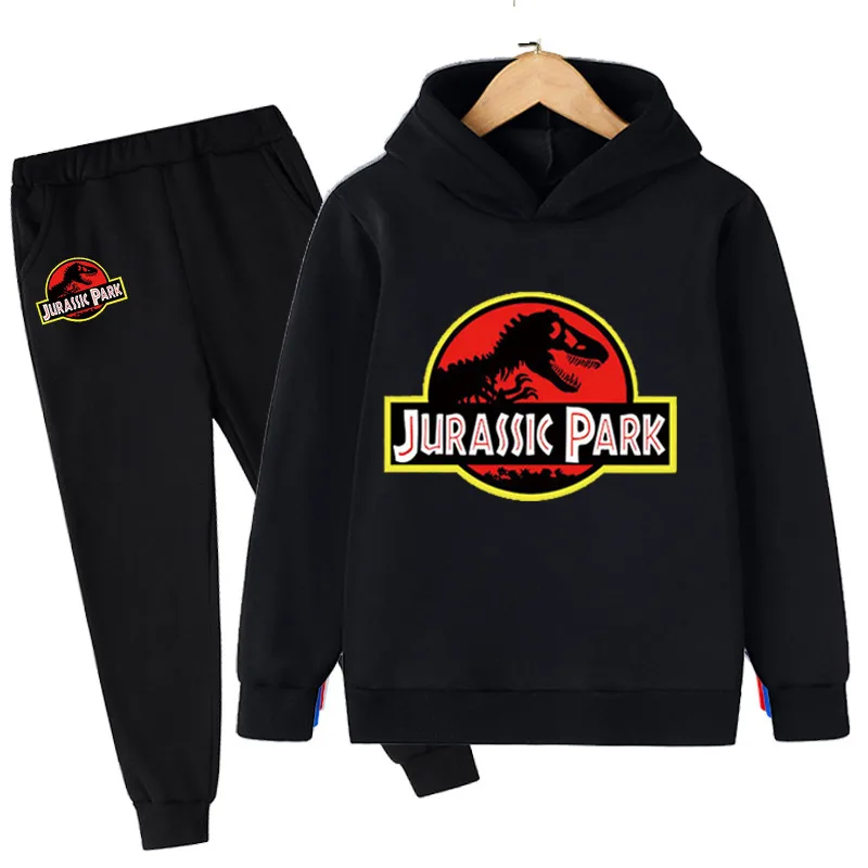 

2023 Spring Autumn New Jurassic World Dominion Hoodie Suit Cotton Kids Hoodie And Pant Two-piece Sets 1-16 Years Costume Outfits