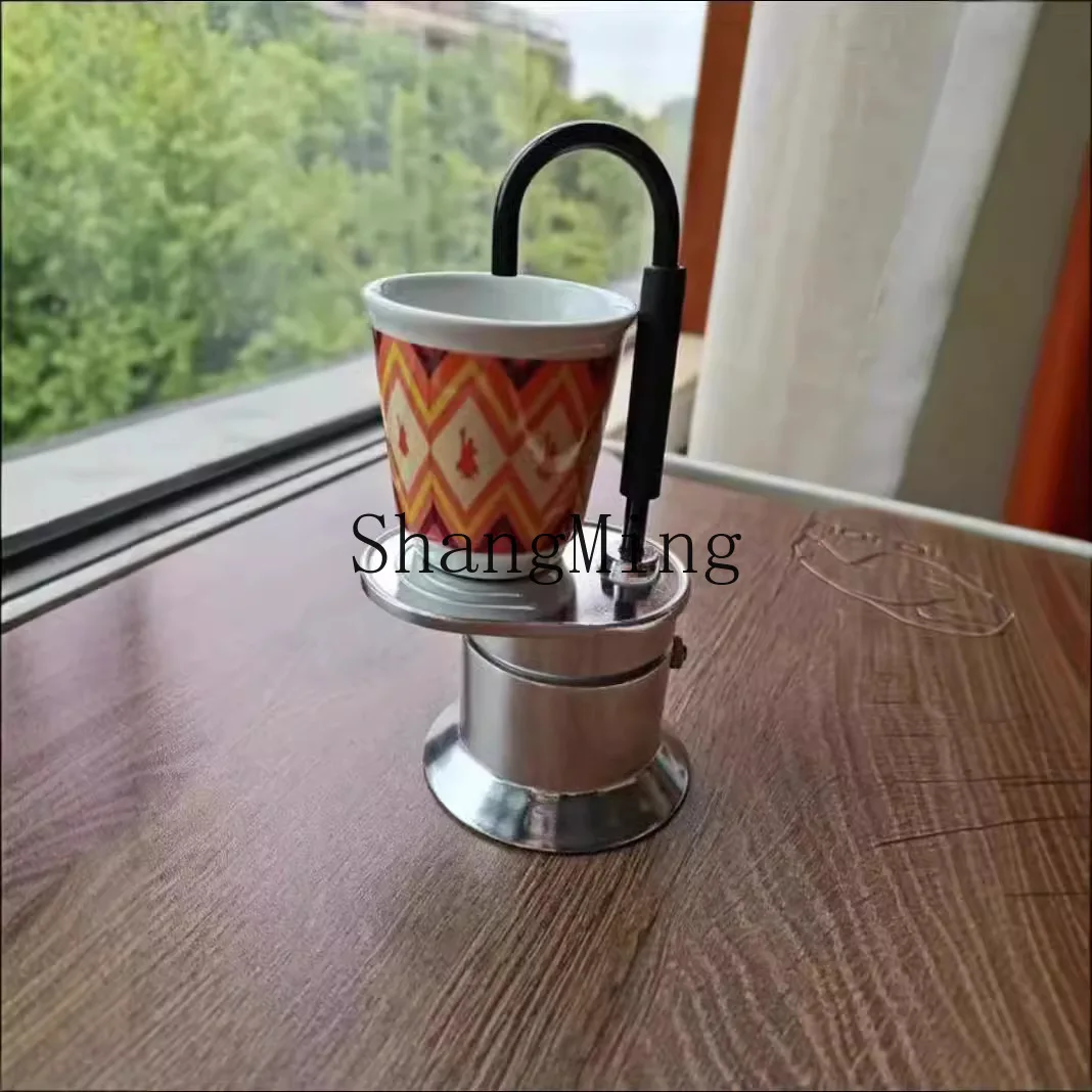 

Кофеварка PYH из алюминиевого сплава, 50 мл, мини-кофеварка для одной чашки, камуфляжная, итальянская, для использования на природе