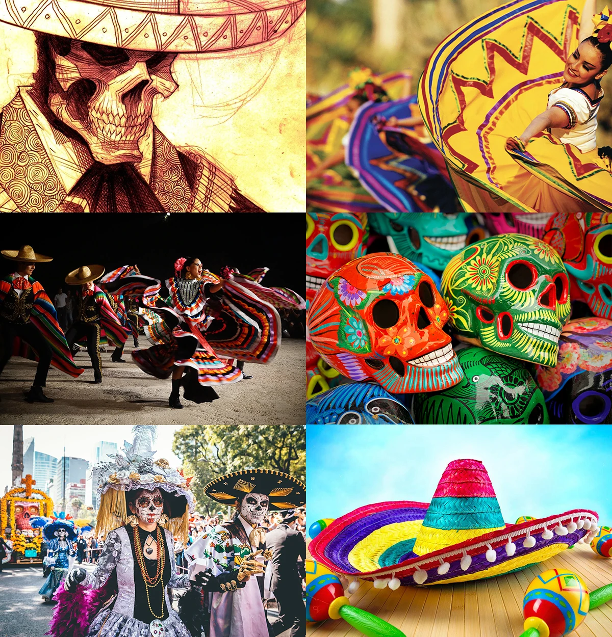 Mexico Famous Festival Backdrop Skull Traditional Dance Travel Photography Background Wall Decoration Vedio Shooting Photo Prop