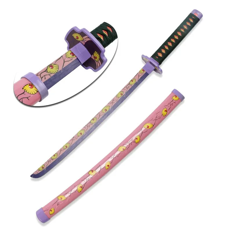 Anime Demon Slayer Katana 80 cm/31.5 "Muichirou Fire God Tanjiro Cosplay Wapens Houten Speelgoed Zwaarden met Riem en Zwaard houder