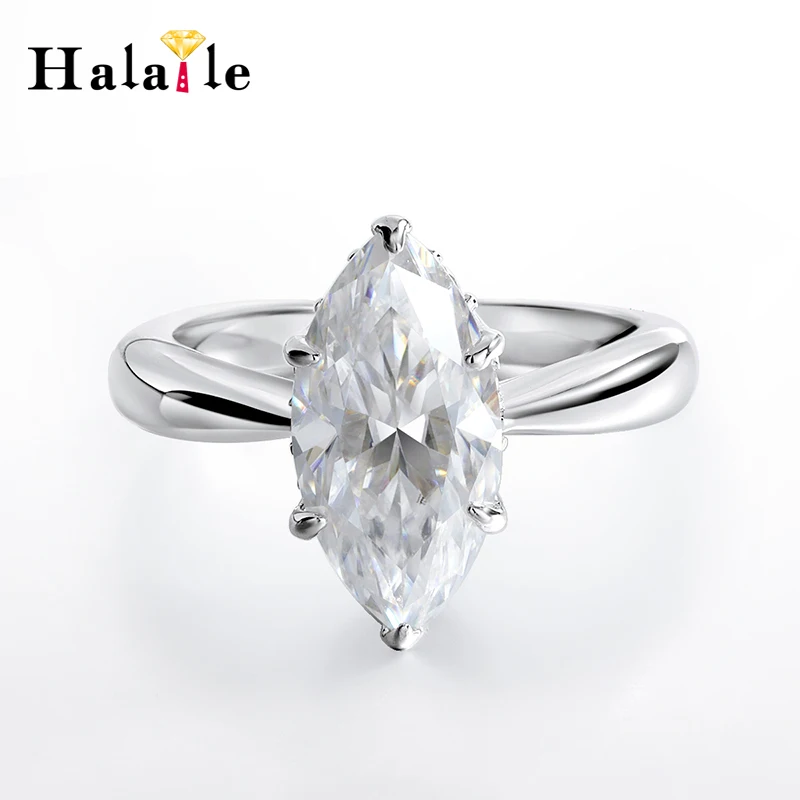 

Кольцо Halaile D Color Marquise Cut из стерлингового серебра S925 с муассанитом и GRA, модные ювелирные изделия, женский роскошный свадебный подарок