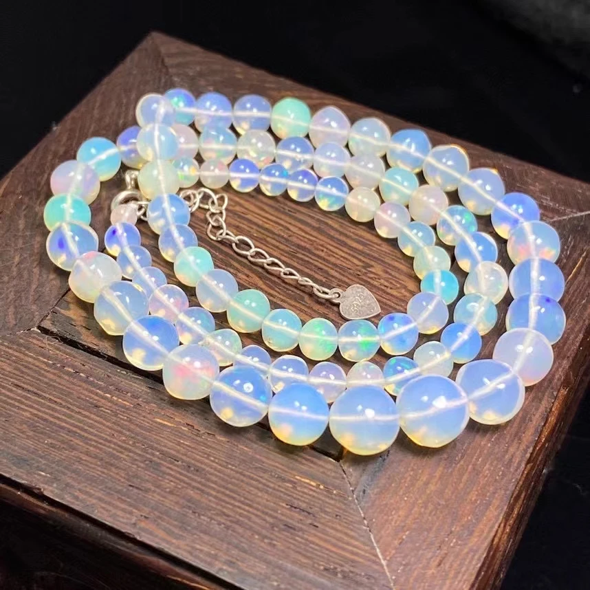 Natural Colorful Opal Round Beads Necklace 3*7mm Women Man Colorful Opal Pendant Jewelry AAAAAA