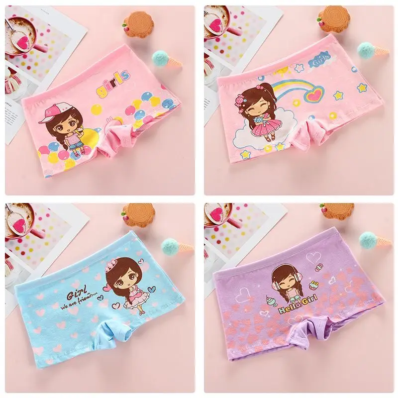 4 Pcs/Lot Children Girls Underwear Kids Boxer Briefs Child Soft Cotton Girls Panties Breathable 2-10Y