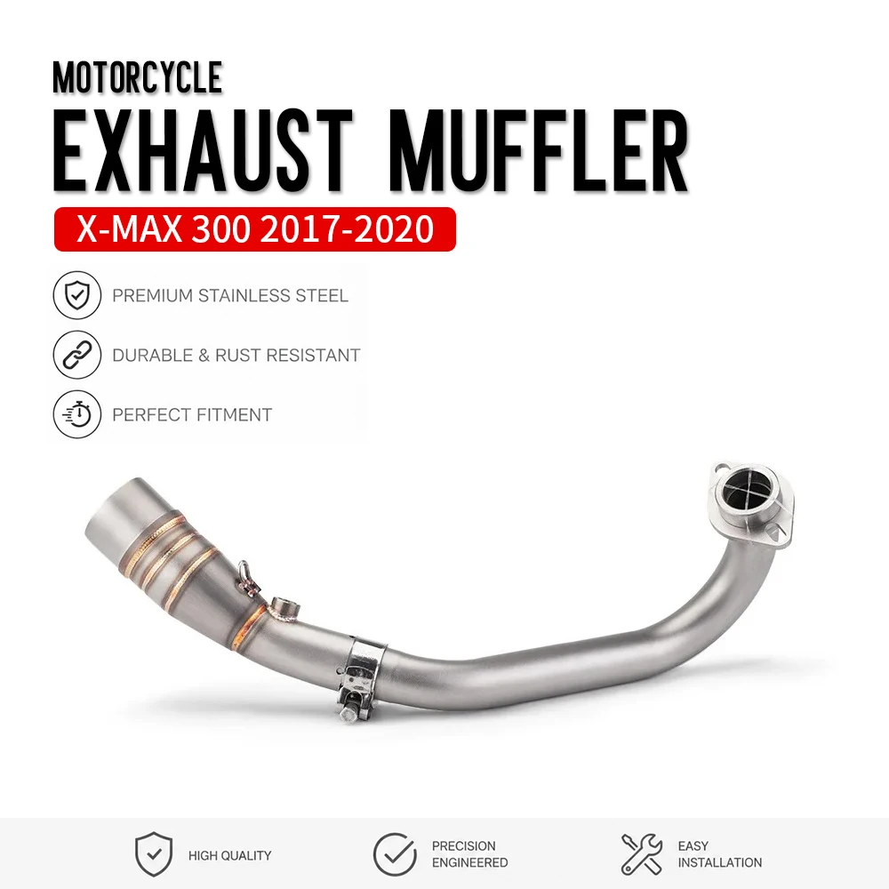 

XMAX300 Motorcycle Exhaust Front Middle Muffler Pipe For YAMAHA X-MAX 300 2017 2018 2019 2020 Stainless Steel Pipe Head Pipe