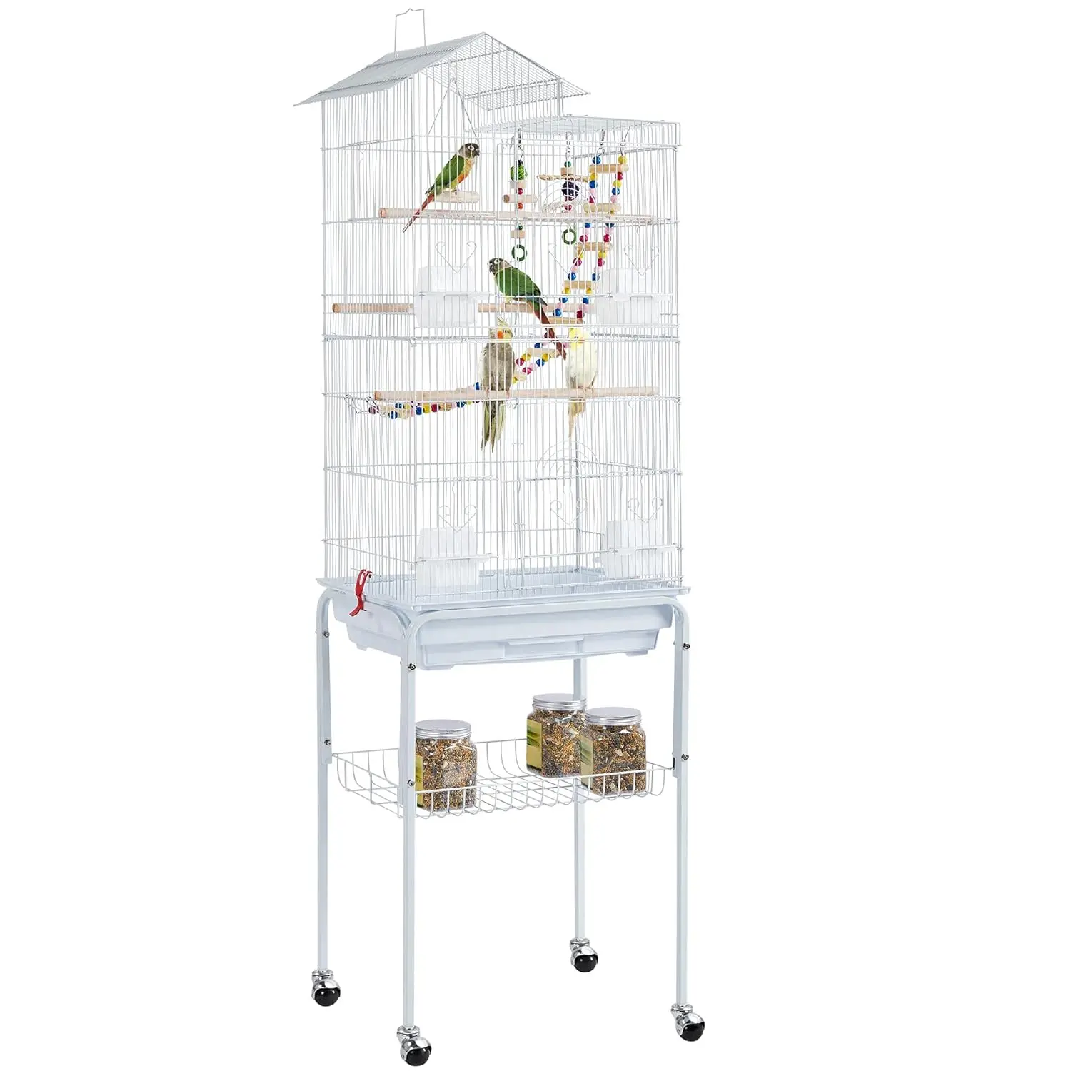 

62.5-inch Roof Top Flight Bird Cage for Parakeets Cockatiels Conures Finches Lovebirds Canaries Budgies Small, Customized