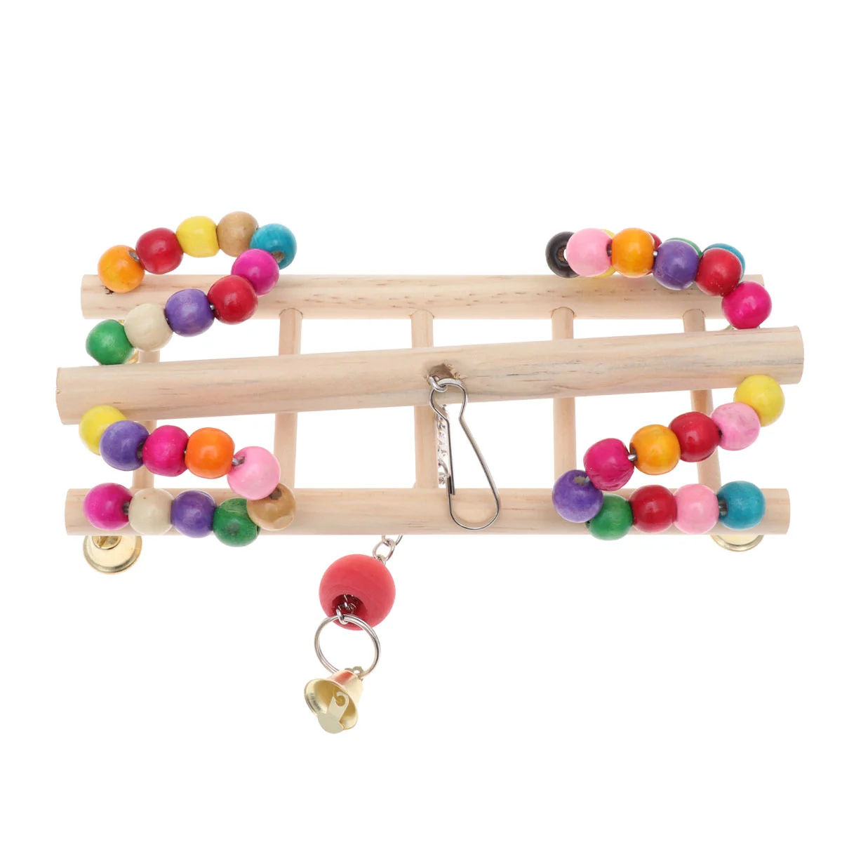 Colorful Parrot Bird Swing Wood Beads Hanging Bridge Toy Funny Birds Playing Swing parrot swing parrot hanging toy