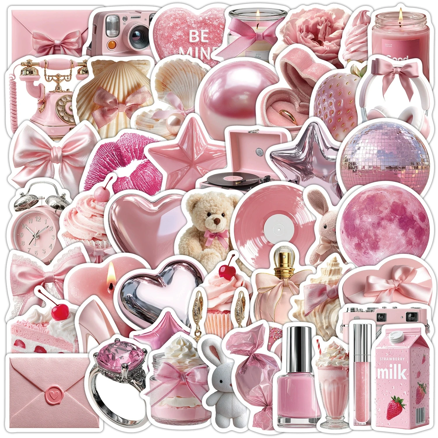 50-100 Stück Rosa Mädchen Ästhetische Graffiti-Aufkleber Wasserfeste Niedliche Sticker für Wasserflaschen Handyhüllen Notizbücher Scrapbooks Geschenke und Heimdekoration