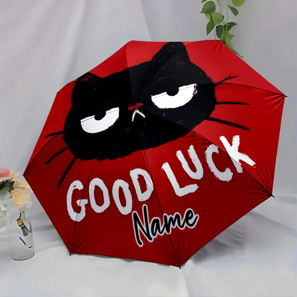 Custom Name Black Cat Design Umbrella with 