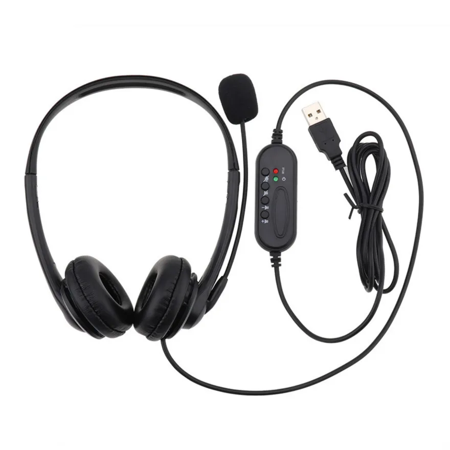 

50pcs USB Wired Call Center Noise Cancelling Headphones Mute Headset With Microphone Volume Control for Computer Notework Phone