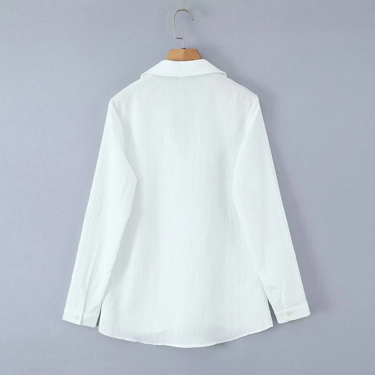 قميص نسائي أنيق جديد من JNLEAOG لفصل الخريف بتصميم عصري وياقة بدلة وأكمام طويلة من البوليستر فضفاض وغير رسمي