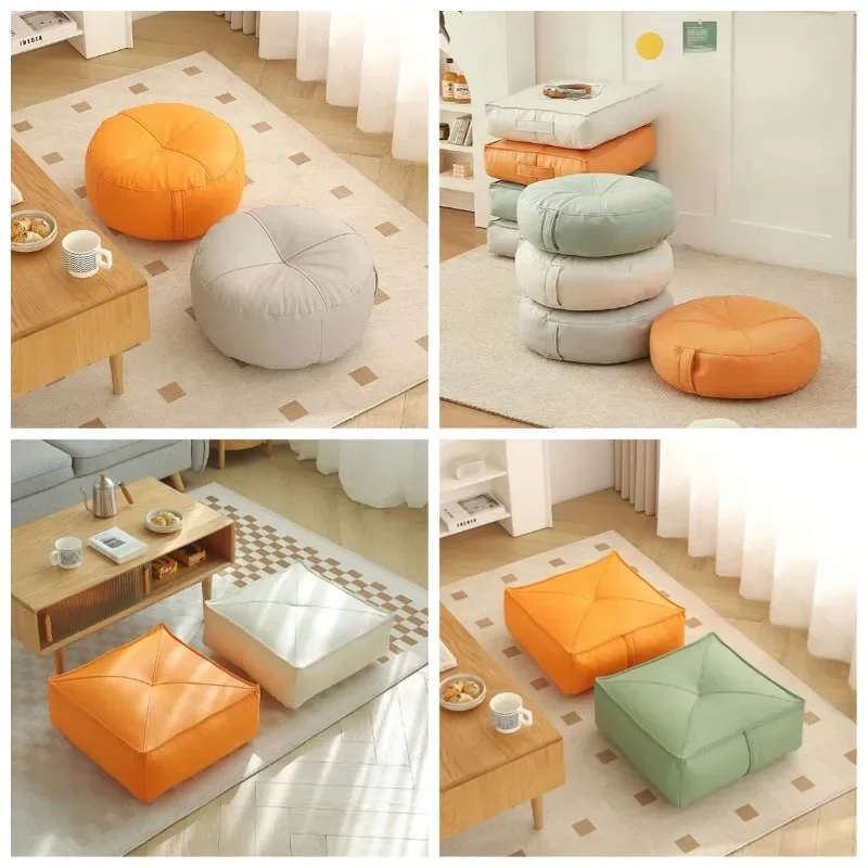 40x40x15cm Square/Round Solid Color Pouf Floor Cushion Tatami Floor Footstool Small Low Stool Home Sofa Bay Window Decor
