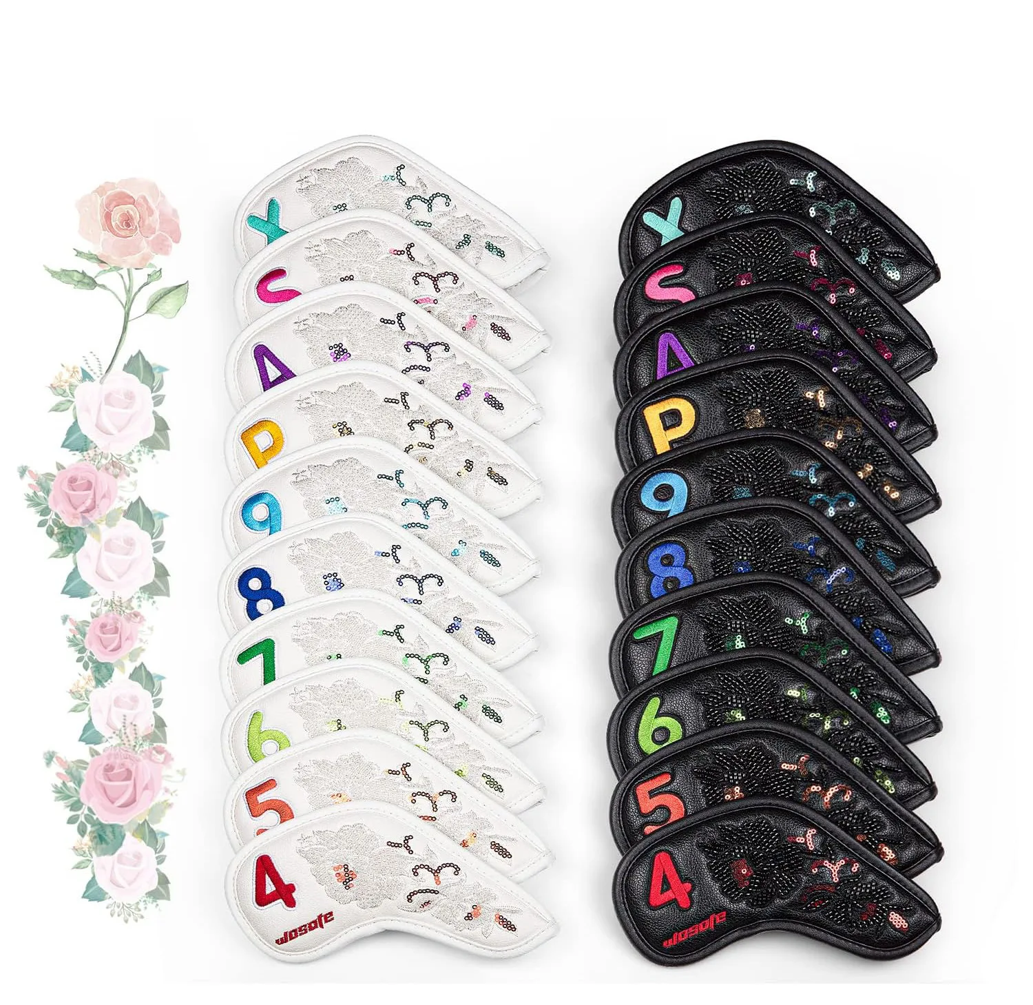 

Golf Iron Covers | Iridescent Sequins & Color-Block Embroidery | Numbered Slot Protectors