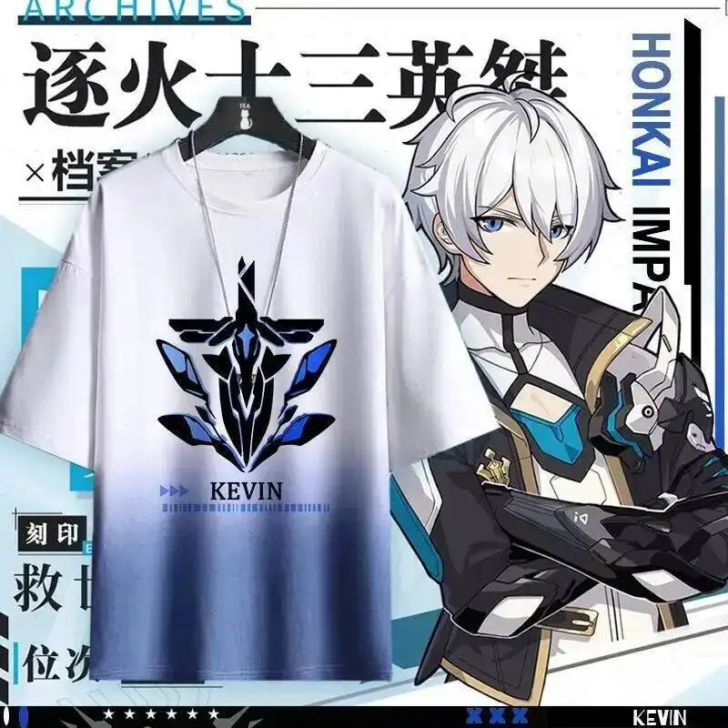 

Аниме-игра Honkai Impact 3 Cos Kalpas Pardofelis Mobius Elysia Eden и т. д. Новая дышащая свободная футболка с коротким рукавом с героями мультфильмов
