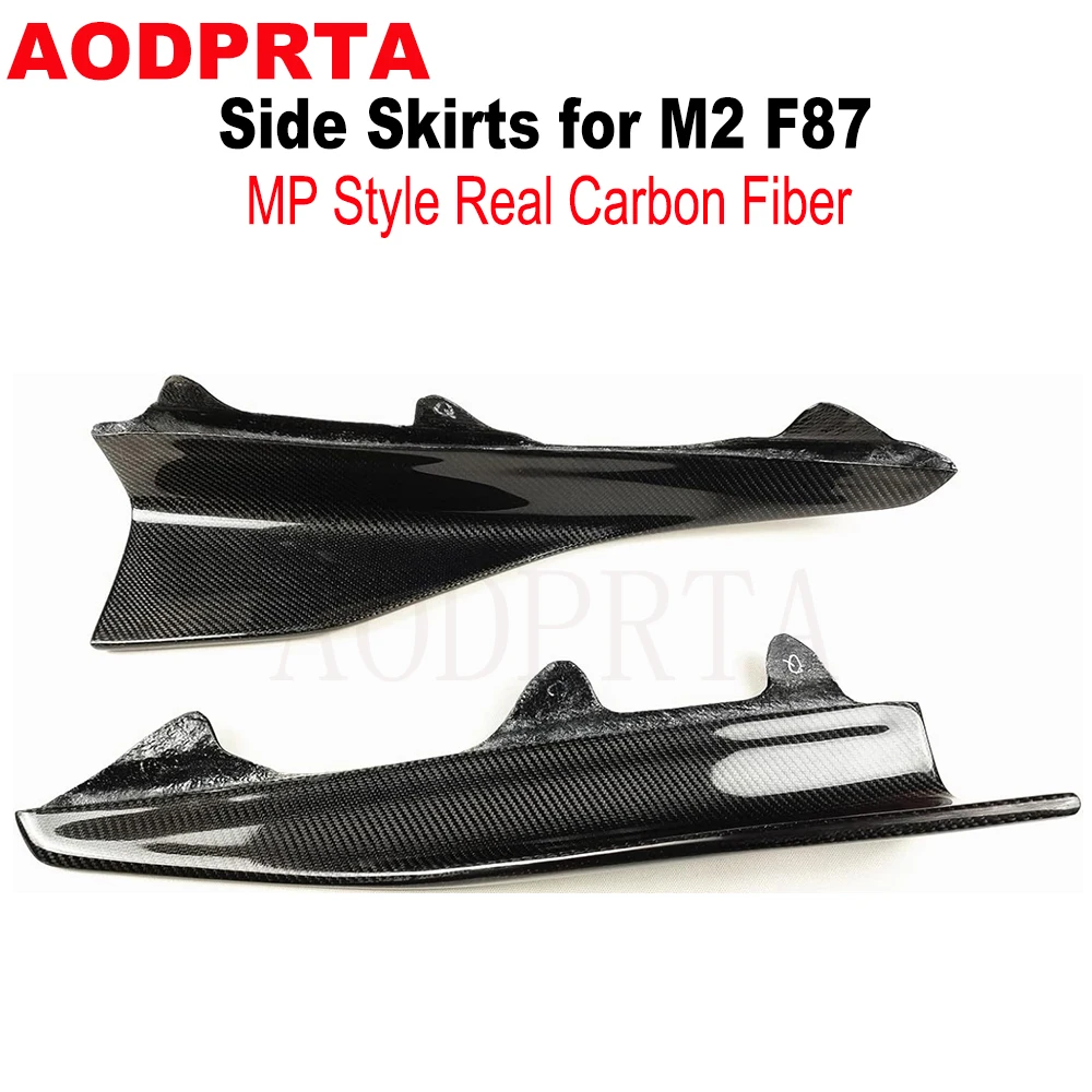 3k Twil Real Carbon Fiber Side Skirts Bumper Extension Lip Splitters CupWings for BMW 2 Sereis M2 F87 M2C 2016-2021 MP Style