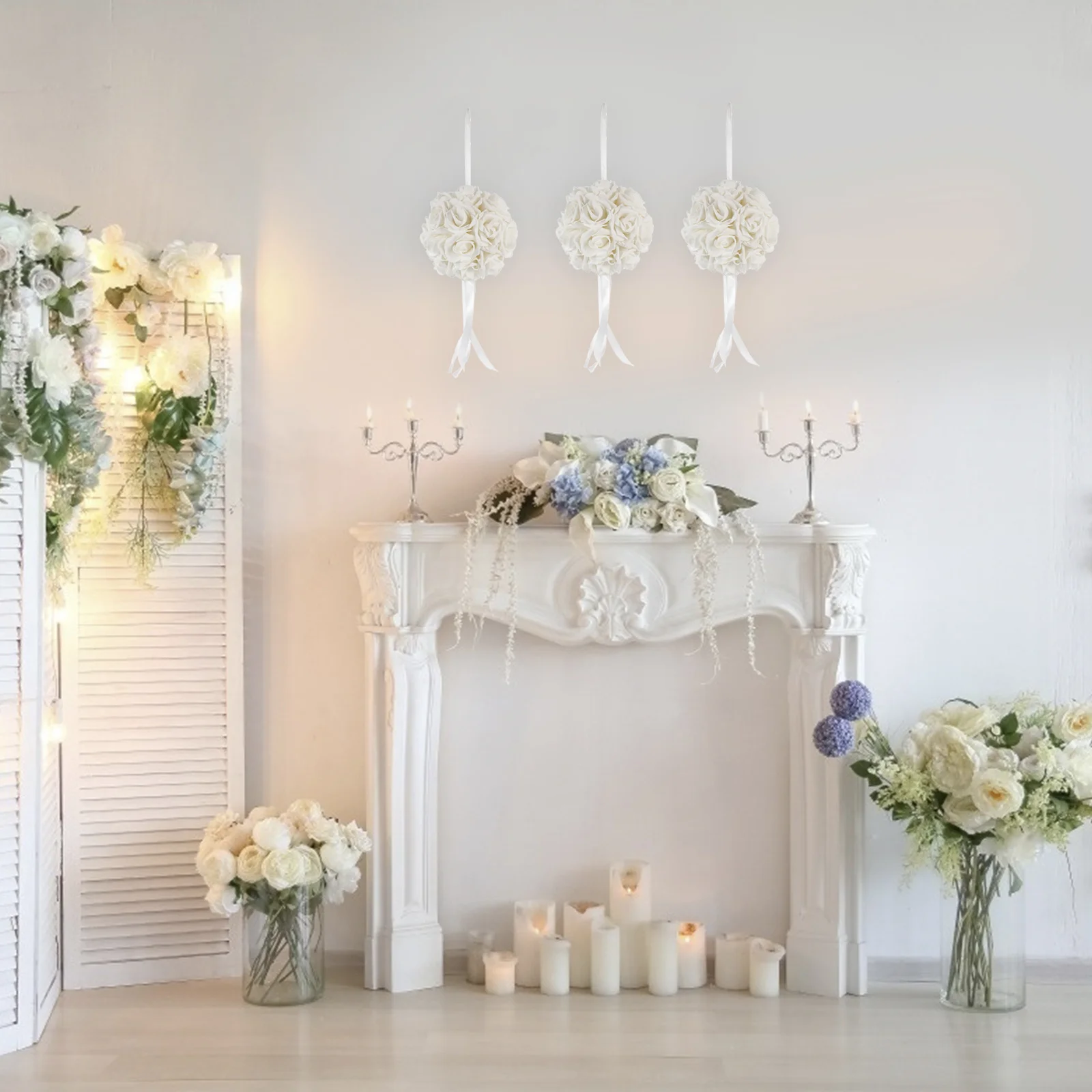 

Artificial Flower Ball Elegant Wedding Hanging Decor Simulation Rose Kissing Ball for Anniversary Party Atmosphere Enhancement