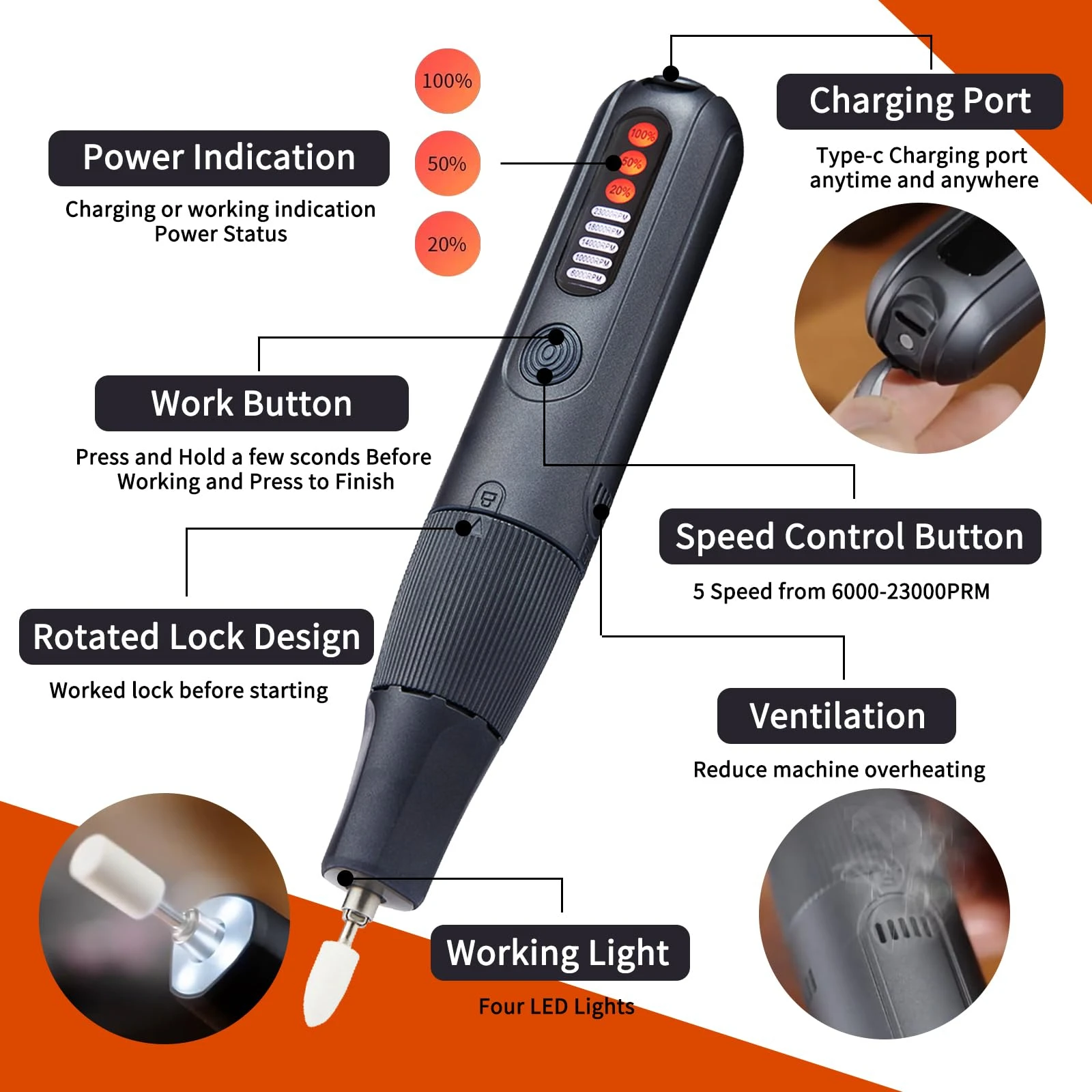 CreationSpace 8.0V Cordless Rotary Tool 5 Speeds 65 Pcs Rotary Tool and Accessories for Carving, Engraving, Sanding