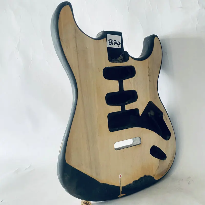 EB814  ST Model Electric Guitar Body Tremolo Bridges Solid Basswood Unfinished with Wood Damages for DIY