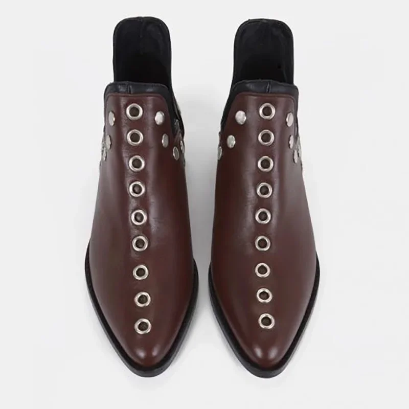 2024 New Women\'s Boots Autumn Pointed Head Rivets Personality Ankle Boots Women Sneakers Women