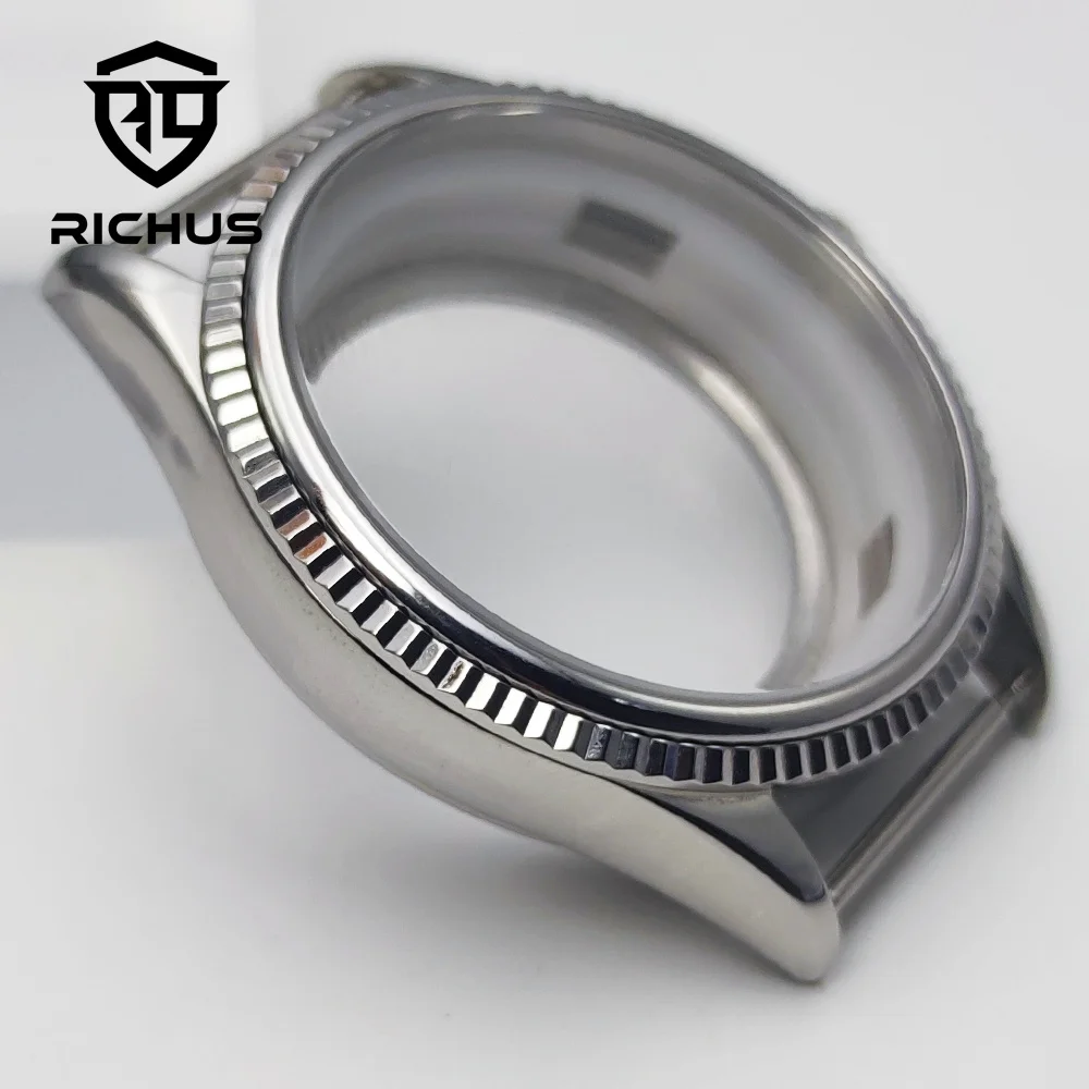 RICHUS NH35 時計ケース 39 ミリメートルシルバーステンレス鋼時計ケースサファイアガラスフィット NH34 NH35 NH36 NH38 ムーブメント