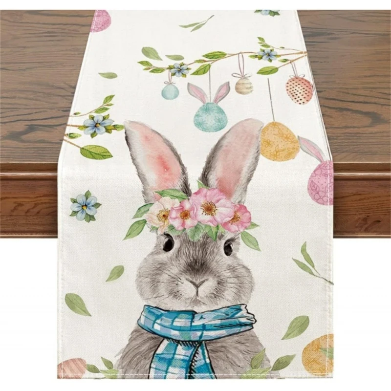 Easter Table Runner Festive Celebrations Delightful Rabbit Easter Eggs Table Runners Table Decoration Placemat B03E