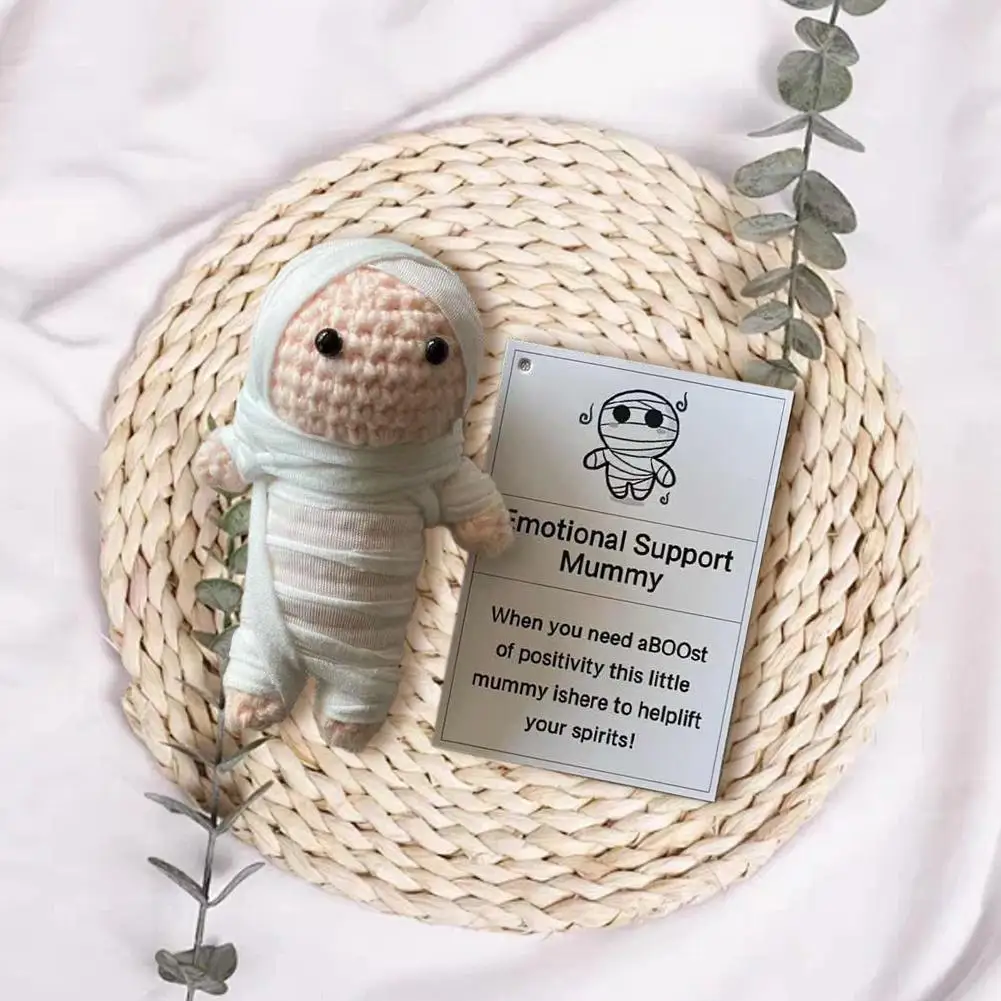 

Halloween Crochet Mummy Doll, Handmade Emotional Support Toy for Stress Anxiety Relief, Cute Home Decor Gift