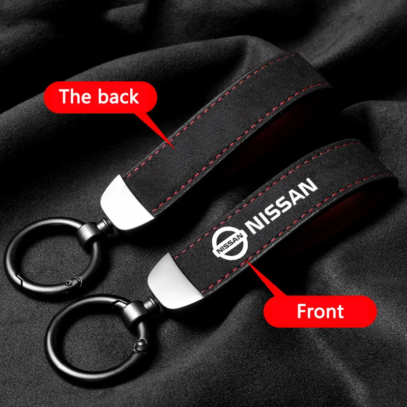 Suede Leather Car Keychain Keyring Auto Accessories for Nissan Qashqai J11tiida J10 Juke Sylphy Teana Altima X-TRAIL TIida Mura