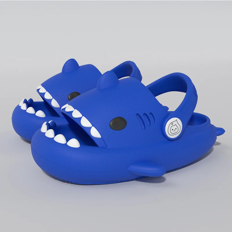 Summer Shark Slippers For Children Cold Slippers Indoor Non-Slip Soft Bottom Comfort Cute Baby Hole Shoes Boys Girls Home Slides