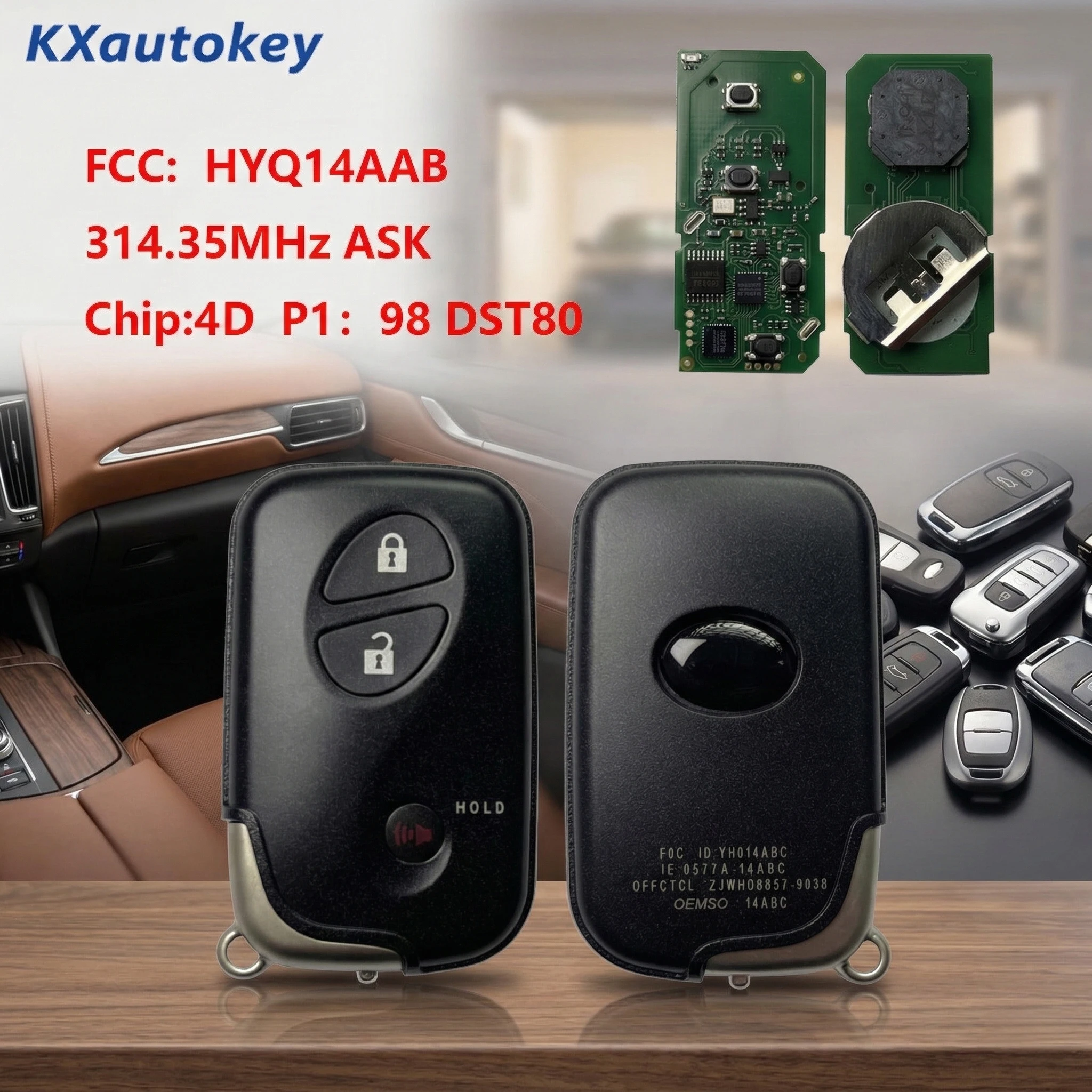 

KXK052010 Aftermarket Smart Key For Lexus CT200h FCCID-HYQ14AAB Complete Car Key With Electronic Chip For Lexus