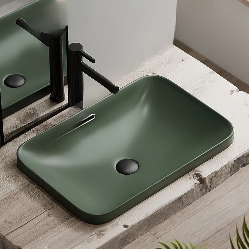 

Dark green Taichung wash basin square ceramic color bathroom wash basin