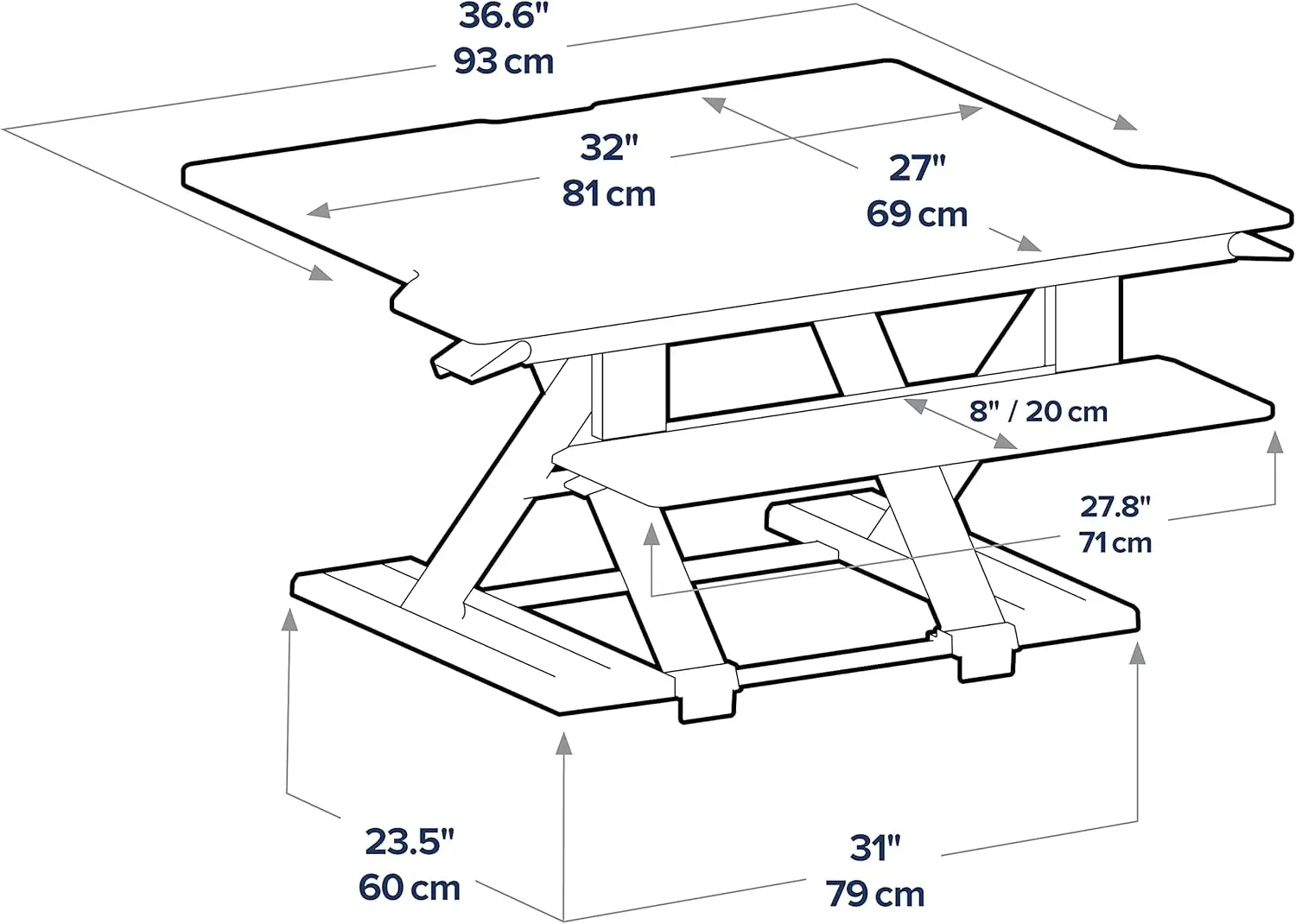 – Workfit-Tx Standing Desk Converter, Dual Monitor Sit Stand Ergonomic Desk Riser For Tabletops – 32 Inch Width, Black