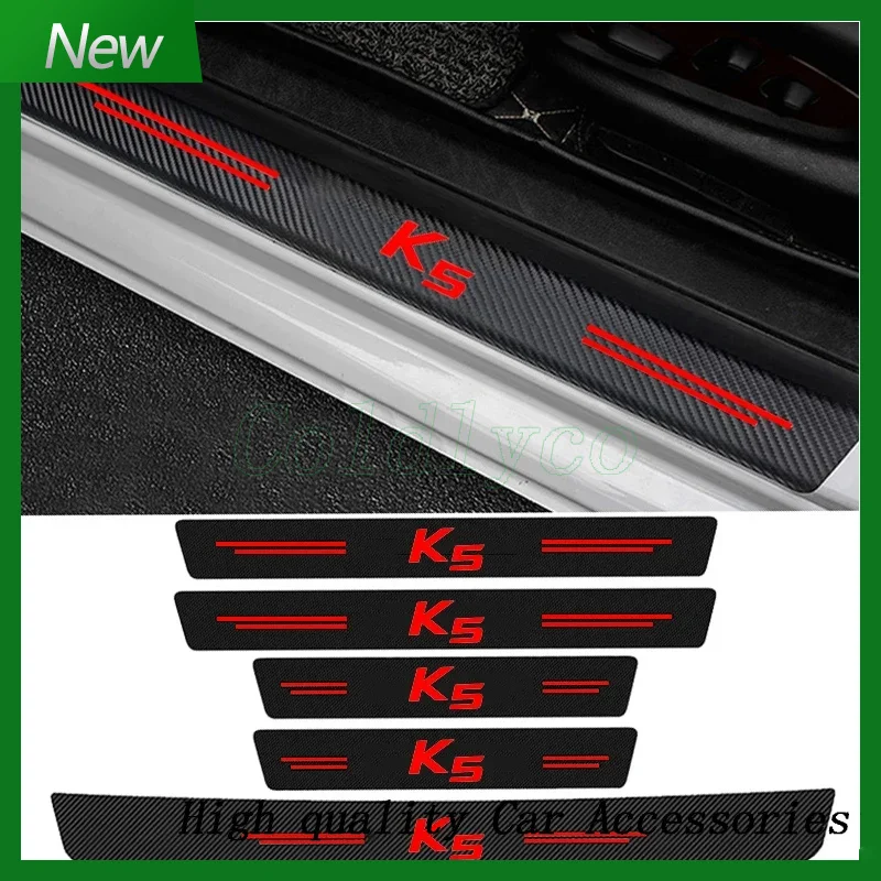 Car Door Sill Protector Sticker Carbon Fiber Threshold Strip for K5 letter Rear Trunk Door Bumper Guard Trim Anti Scratch Tape