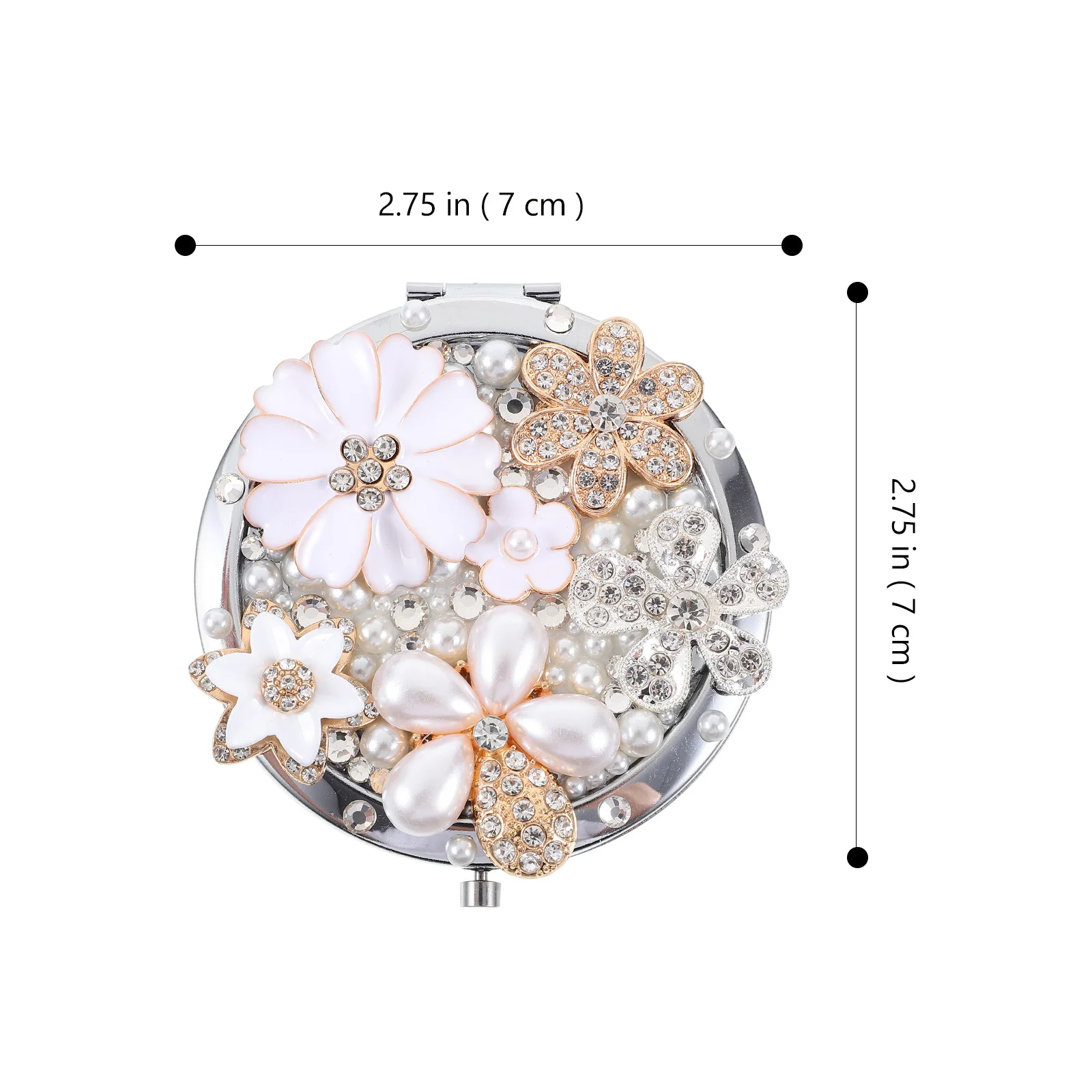 1 mini specchio per trucco portatile modello fiore margherita bifacciale pieghevole riflettente compatto da viaggio ad alta definizione