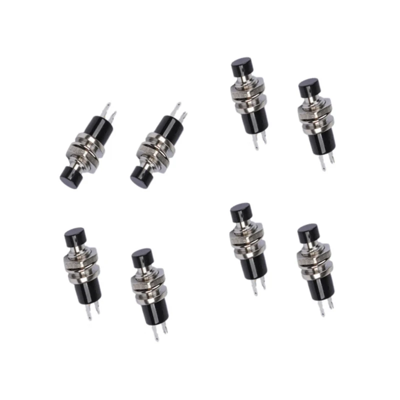 10PCS PBS-110 ON/OFF Push button Black Mini Lockless Momentary Switch