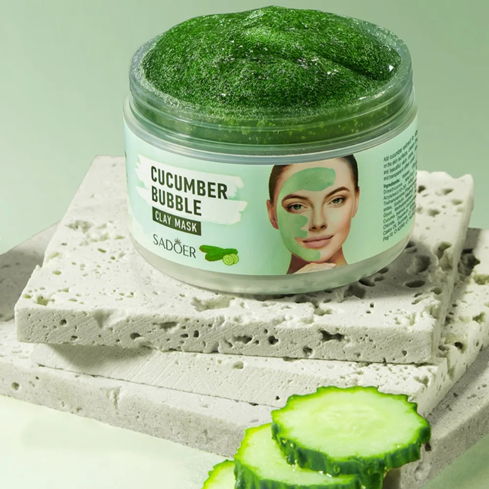 SADOER Cucumber Bubble Mud Mask Deep Cleans Pores Gently Moisturizes Remove Blackheads Anti Pimple Daily Skin Care Facial Mask