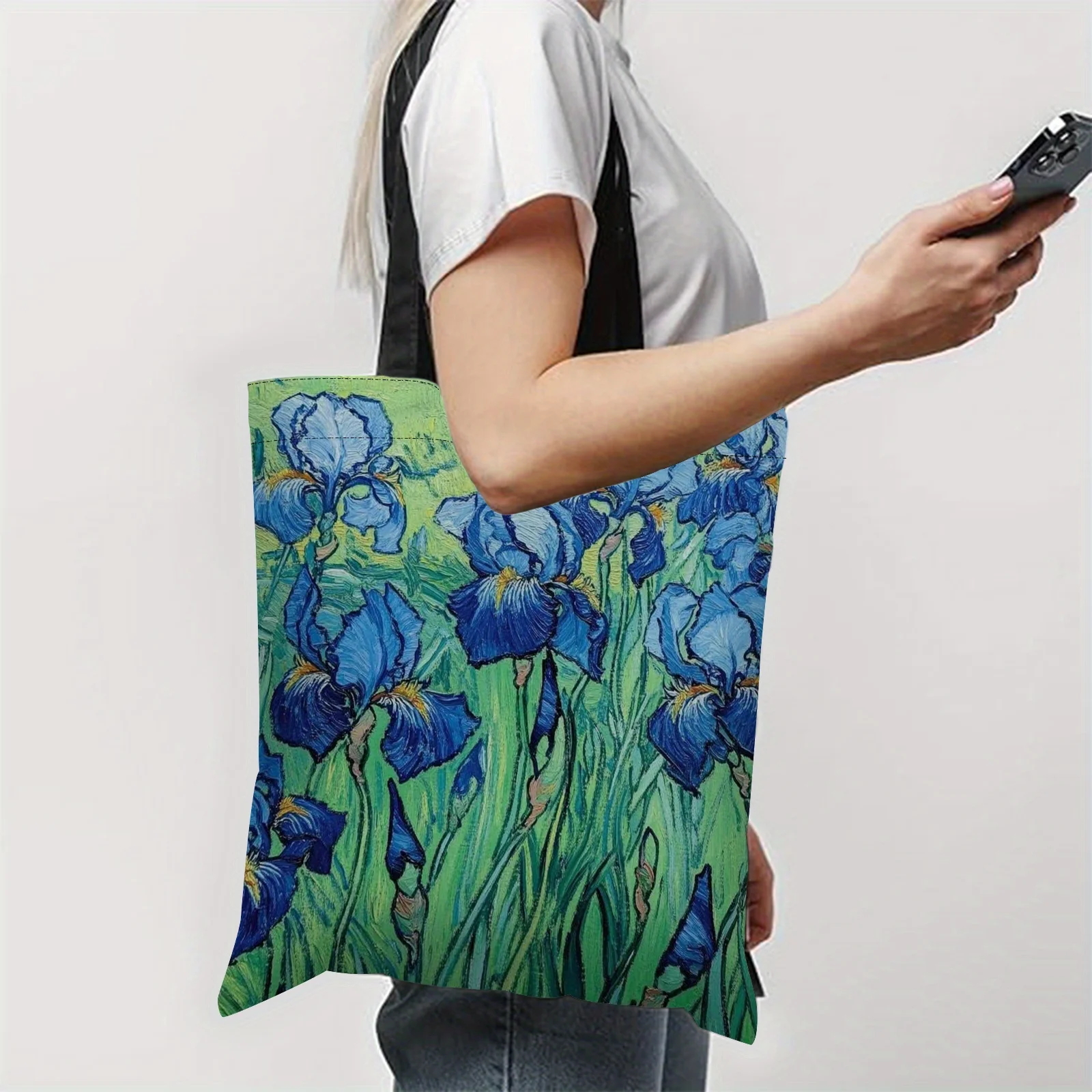 1pc Tote Bag Featuring The Beautiful Irises by Vincent Van Gogh, a Stylish And Practical Handbag for Organizing Personal Items - view 5