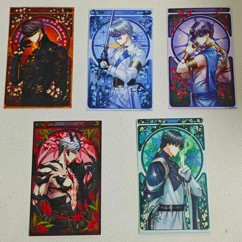 5Pcs/Set New Design Love and Deepspace Laser Card Xavier Zayne Rafayel ralayo Sylus Caleb  Cosplay Rounded Corners LOMO Card