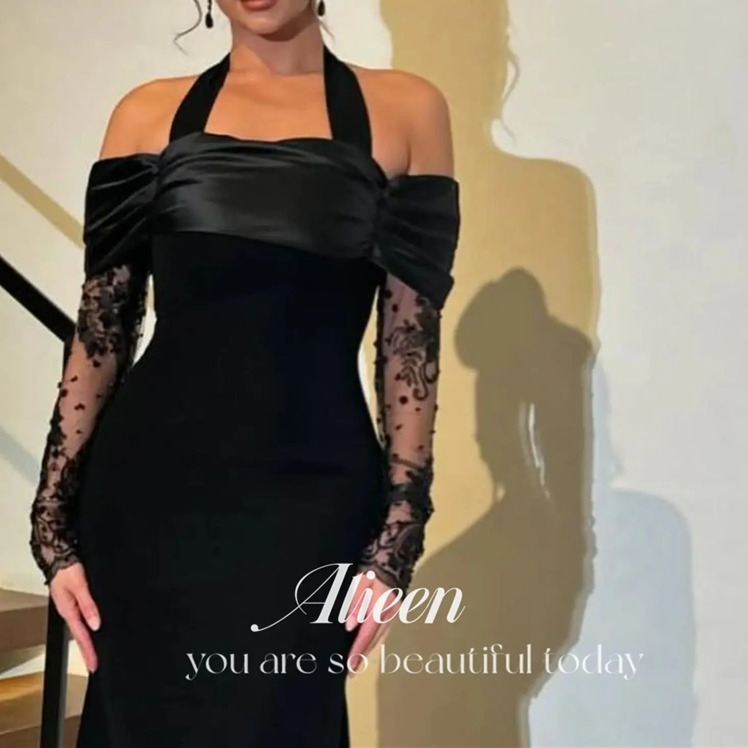 Aileen Mermaid damska suknia wieczorowa kobieta Off-shoulder luksusowe damskie suknie wieczorowe na specjalne okazje czarny dostosowane