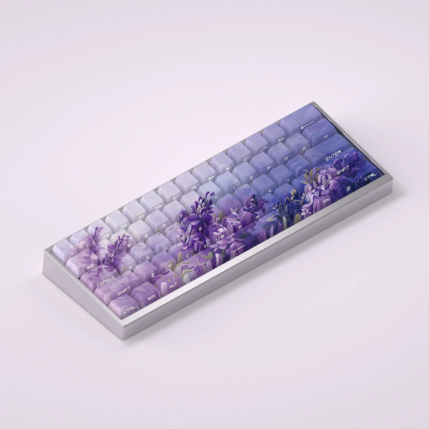 Wisteria Flowers Keycaps for Mechanical Keyboard PBT 5 Side Dye Sub Cherry Profile Side Print Backlight Purple Ajazz AULA F75