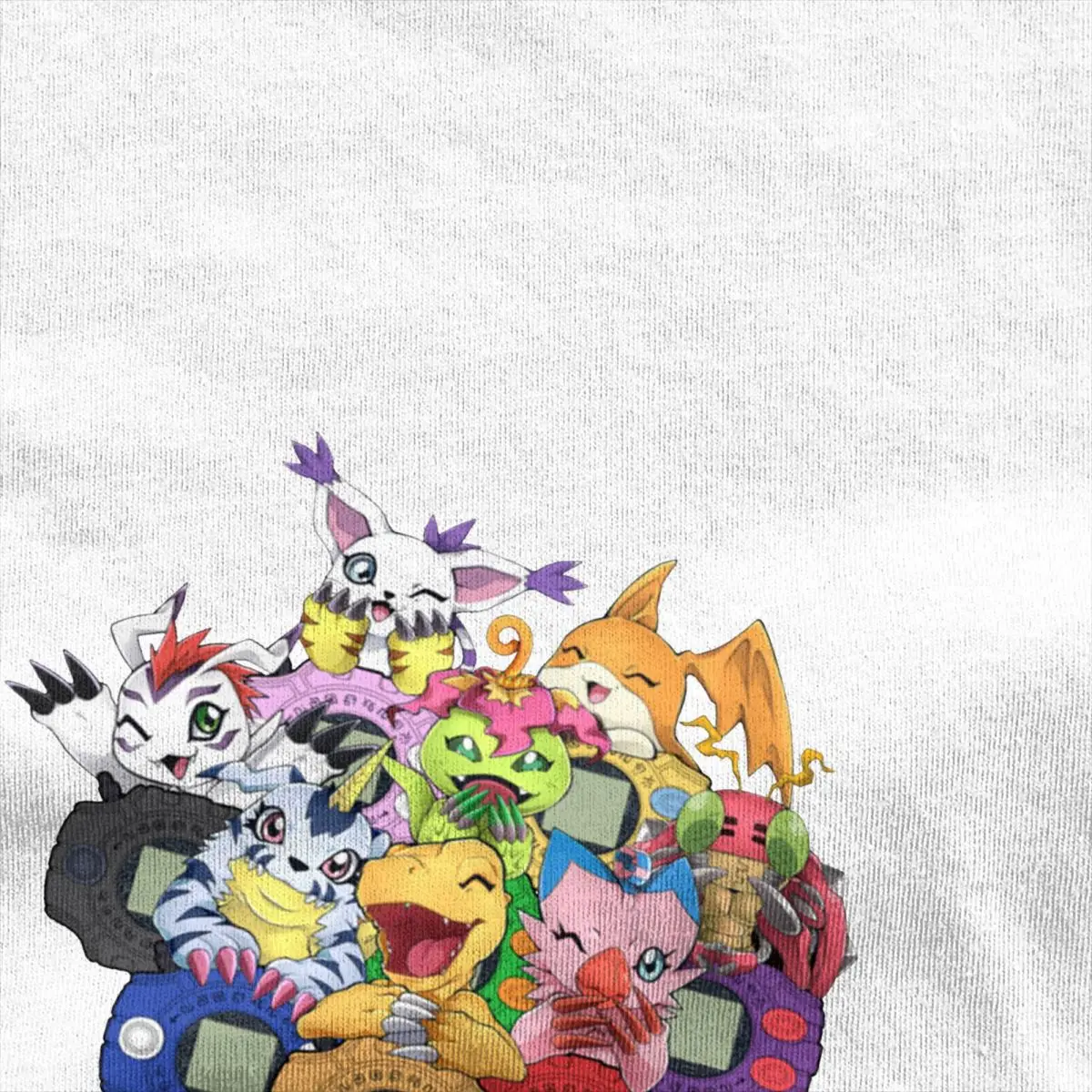 Retro Adventure Team Tshirts Men 100%Cotton Short Sleeve Digimon Nostalgic Anime O-neck Summer Clothing