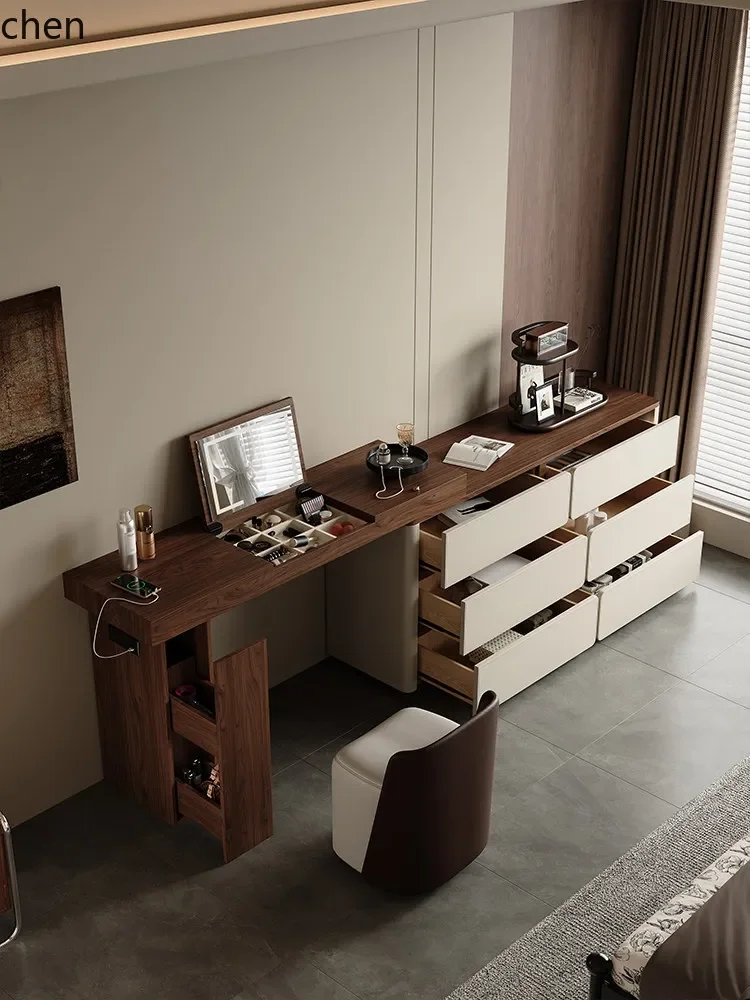 HT  Flip Top Dressing Table and Chest of Drawers Integrated Bedside Extendable Storage Cabinet Makeup Table