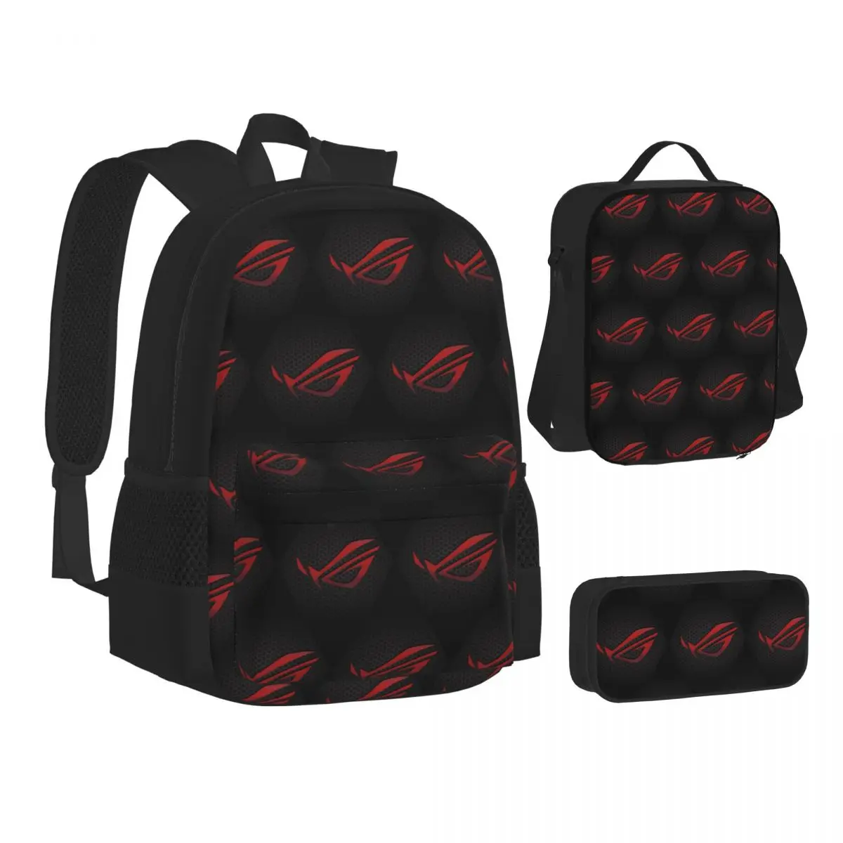 Asus Rog Future Hexagon Backpacks Boys Girls Bookbag Children School Bags Kids Rucksack Lunch Bag Pen Bag Three-Piece Set